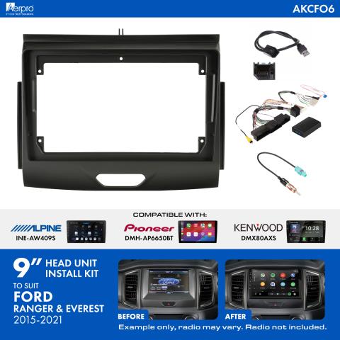 Aerpro 9" Install Kit suits Ford Ranger 2015-2021, Everest 2015-2022 AKCFO6