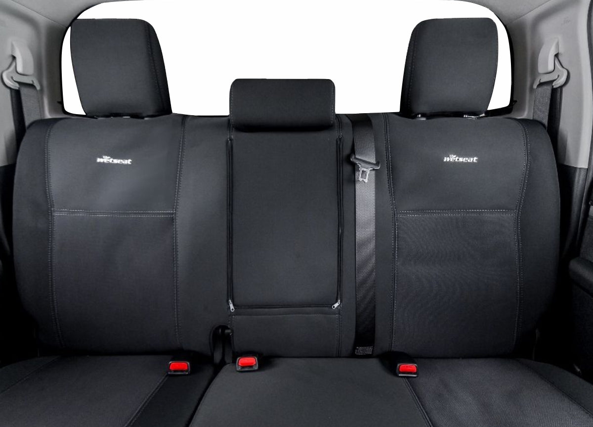 Wet Seat Black Neoprene Seat Covers suits Toyota Hilux N80 GR Sport Black Edition Dual Cab Ute 9/2015-On Black with Red stitching Bundle