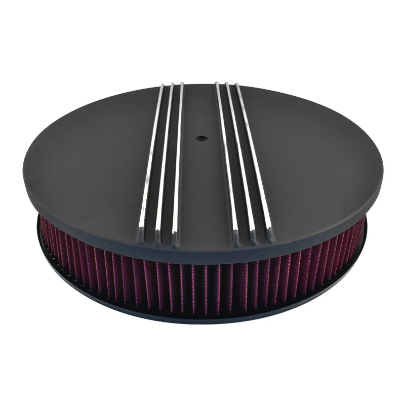 Round 14" Air Cleaner Kit Half Finned Black CAL-4726-BK