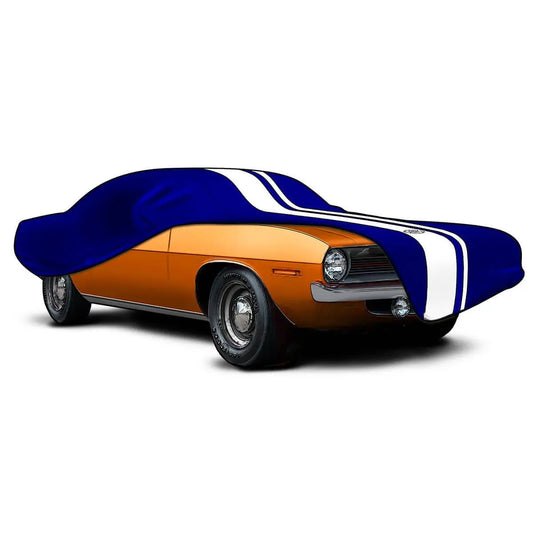 Indoor Classic Weatherproof Car Cover Small Blue With White Stripes 4.0m SC1020