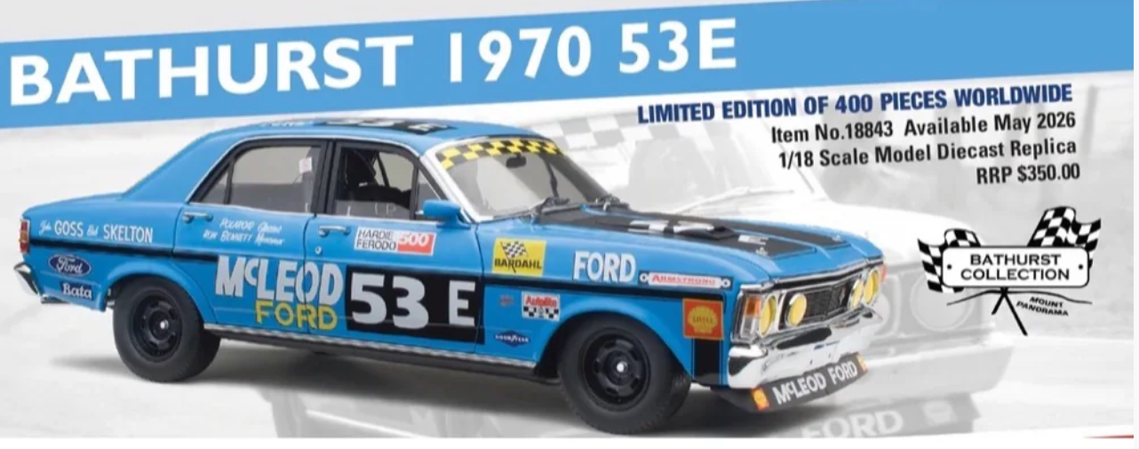 1:18 Classic Carlectables  1970 Ford XW Falcon 53E John Goss/Bob Skelton 18843