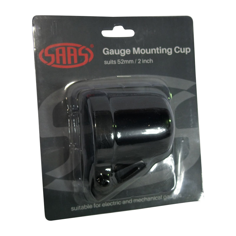 Saas 52mm 2 1/16 Inch Car Gauge Cup Holder Black Dash Mount SGC52BH