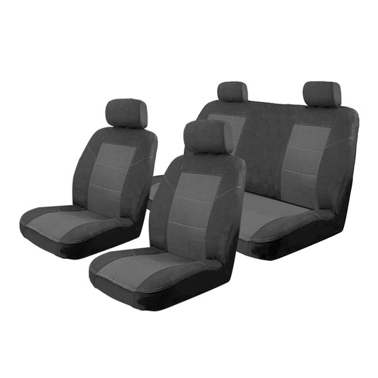 Custom Made Velour Seat Covers Suits Nissan Navara D22 Dual Cab 4/1997-2/2015 2 Rows Charcoal EST6404CHA