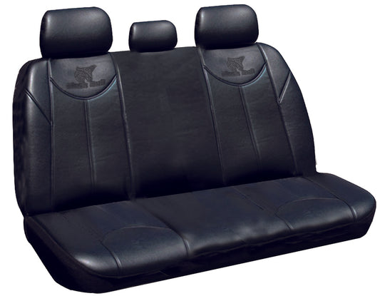 Black Bull Leather Look Seat Covers Universal Rear Size 06 - Black