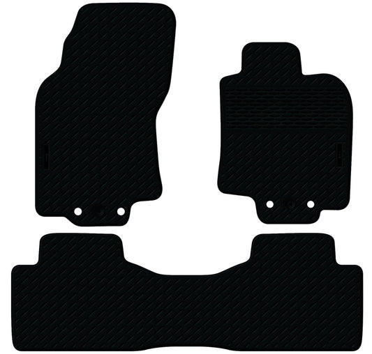Rubber Custom Floor Mats Suits Nissan X-Trail SUV T32 8/2014-On Front & Rear Black MRBNS002 BLK2RW