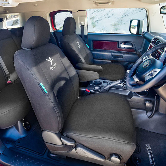 Black Duck Canvas Console & Seat Covers Black suits Toyota Hilux 8th Gen SR Dual/Xtra Cab 7/2015-On