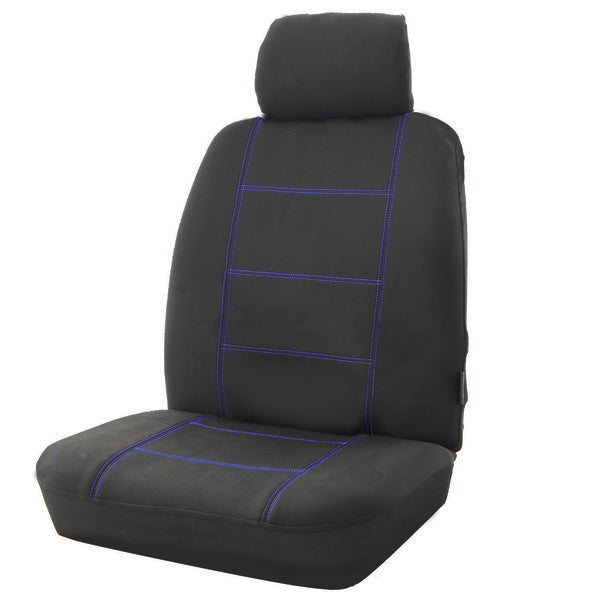Seat Covers suits Toyota Hilux SR/SR5 Dual Cab 3/2005-9/2009 Wet N Wild Neoprene 2 Rows Blue Stitching