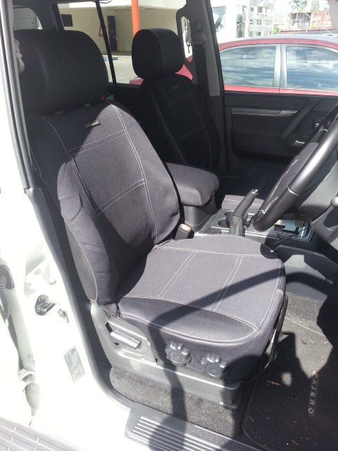 Wet Seat Neoprene Seat Covers Suits Mitsubishi Pajero NS-NX GLS/VRX/Exceed 5 Door Wagon 11/2006-2021 Black