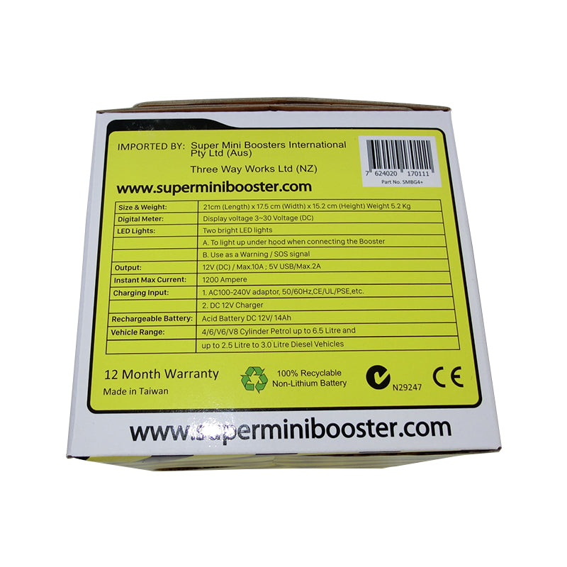 Super Mini Booster 12 Volt 80W 1200A G4+++  Jump Start Battery Power Pack