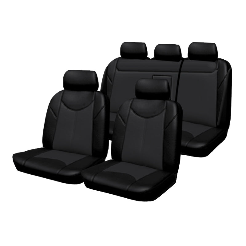Custom Seat Covers Leather Look Black Suits Mitsubishi Pajero NS/NT/NW/NS/NX 11/2006-2021 Airbag Safe 2 Rows