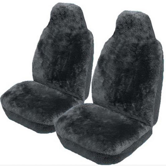 Custom Made Front Sheepskin/Fur Seat Covers Suit Ford F250 Ute 8/2001-On Charcoal