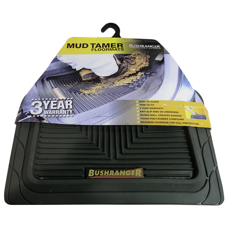 Bushranger Mudtamer Mud Tamer Solid Rubber Floor Mats Rear Pair Charcoal 91X02C
