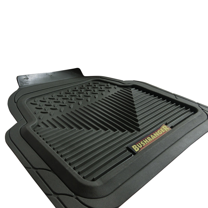 Bushranger Mudtamer Mud Tamer Solid Rubber Floor Mats Rear Pair Charcoal 91X02C