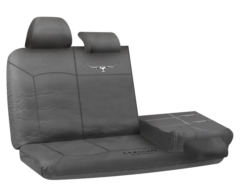RM Williams Stockyard Canvas Waterproof Seat Covers Size 06 Rear Multi-zip Charcoal