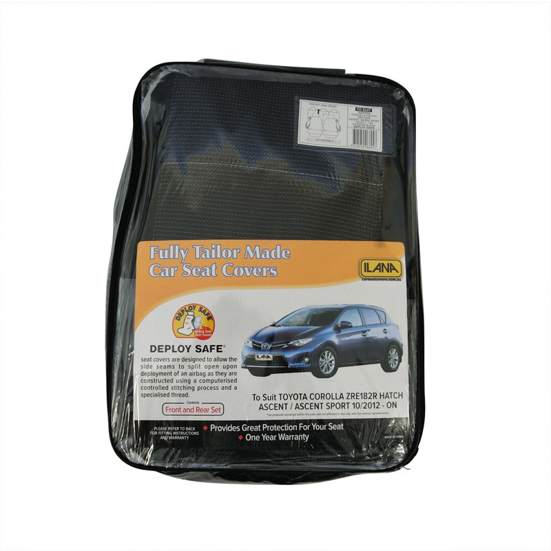 Velour Seat Covers Suits Toyota Corolla Hatch Ascent ZRE182R 10/2012-5/2018 Deploy Safe EST6694BLK
