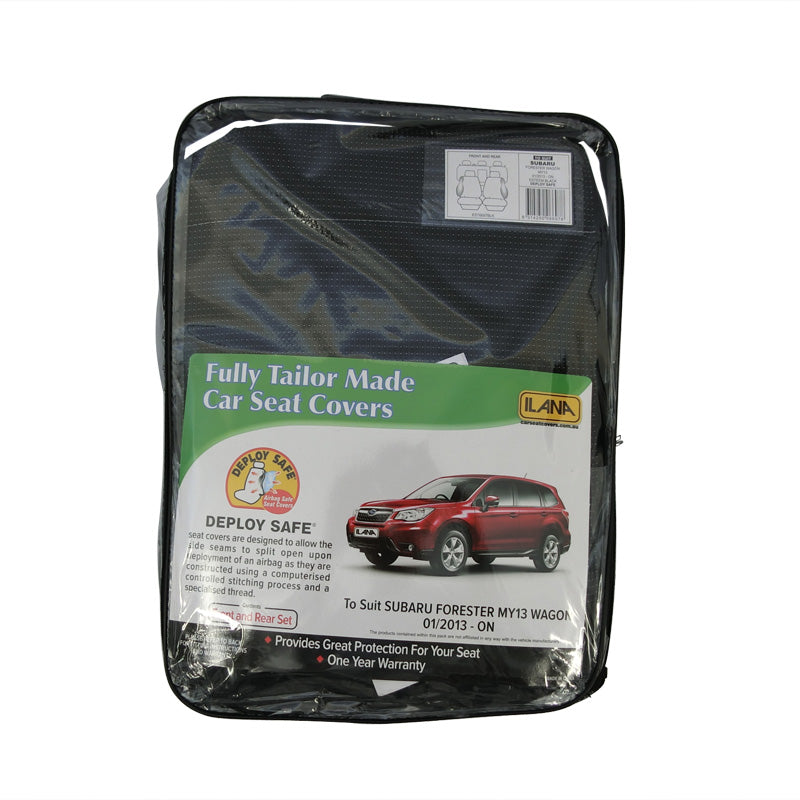 Custom Suits Subaru Forester Velour Seat Covers 1/2013-7/2018 Airbag Deploy Safe Black Front & Rear EST6697BLK