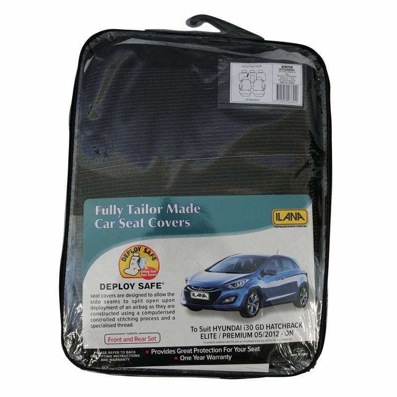 Custom Velour Seat Covers Suits Hyundai i30 GD Hatch Elite Premium 5/2012-2/2017 Deploy Safe EST6644