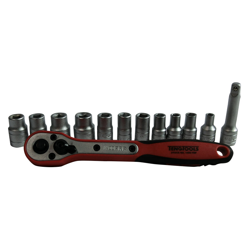 Teng Tools Ratchet & Socket Set 1/4in Drive 13 Piece 4 - 13mm M1413N1