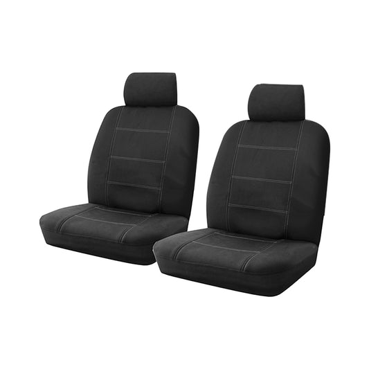 Wet N' Wild Neoprene Wetsuit Black Front Car Seat Covers Airbag Deploy Safe White Stitching One Pair