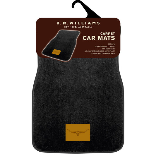 RM Williams Carpet Floor Mats Front + Rear Set of 4 Black