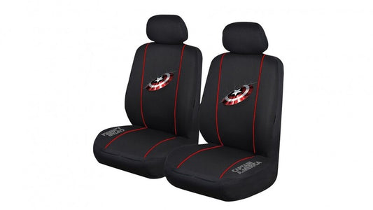 Marvel Avengers Seat Covers Front Pair Black Universal Size Airbag Safe Captain America AVESCCAM3004