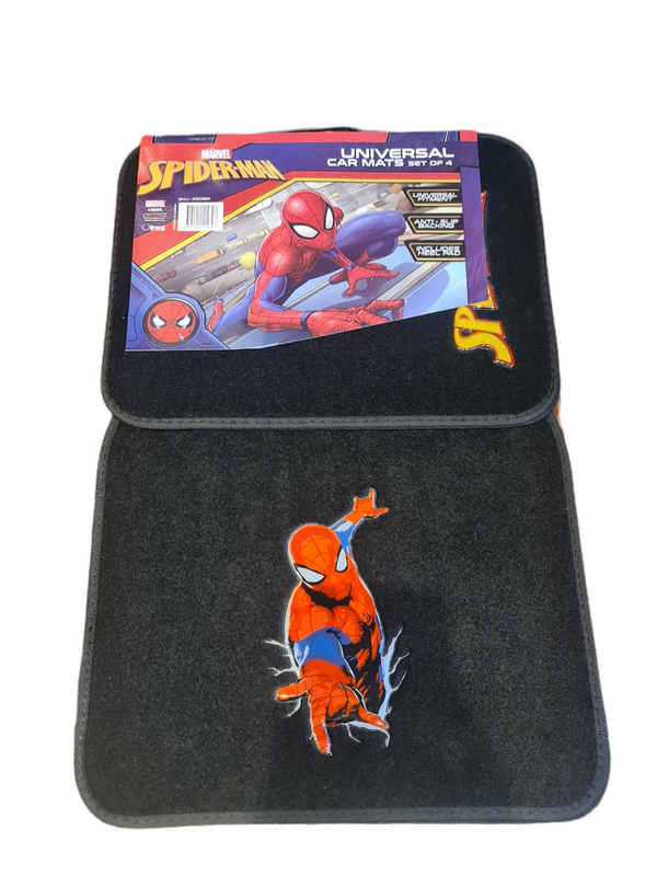 Marvel Avengers Car Floor Mats Black Set of 4 Spider Man AVECMSPI ...