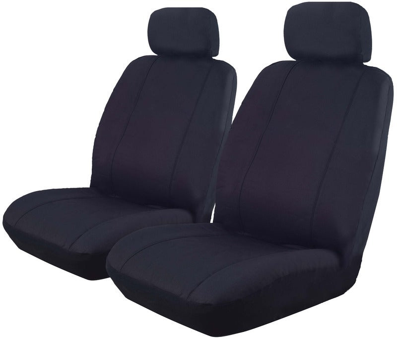 Canvas Car Seat Covers Suits Mitsubishi Triton Dual Cab ML GLX/VR/GLX-R 7/2006-7/2009, MN 11/2011-4/2015 Airbag Safe 2 Rows Black