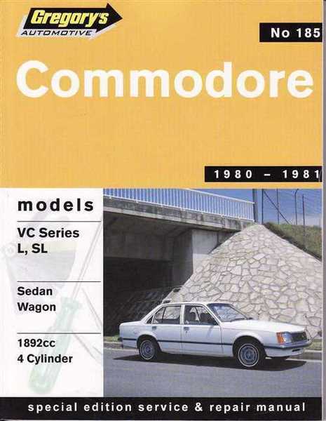 Gregorys Workshop Manual Commodore VC 4 CYL 1892Cc 1980-1981 GR185