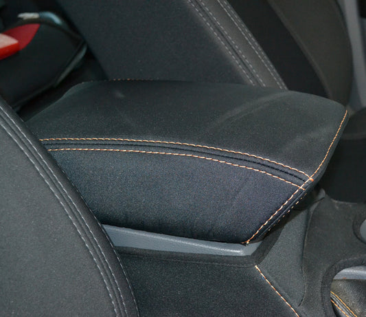 Black Neoprene Console Cover Suits Mazda BT-50 Dual Cab 7/2015-6/2020 Orange Stitch CC-T-BO-F-936CC
