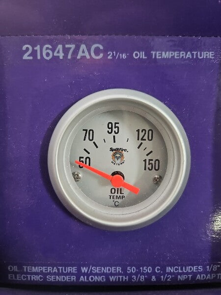Splitfire 2 1/16 Oil Temperature Gauge Electrical White Face 21647AC ...