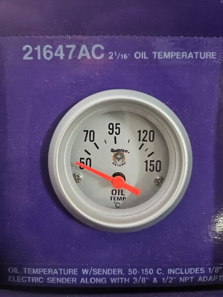 Splitfire 2 1/16 Oil Temperature Gauge Electrical White Face 21647AC