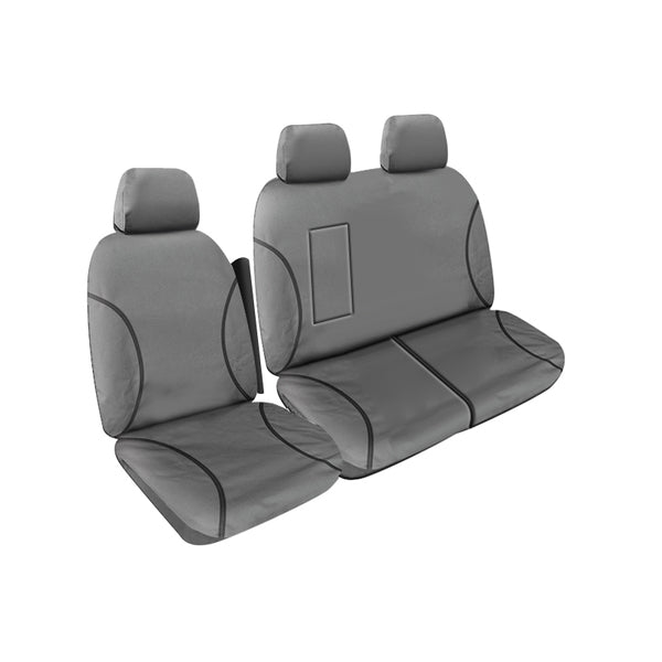 Tradies Full Canvas Seat Covers Suits Ford Transit VO Van/Crew Cab/Dual Cab - Bucket 3/4 Bench 2014-9/2023Grey