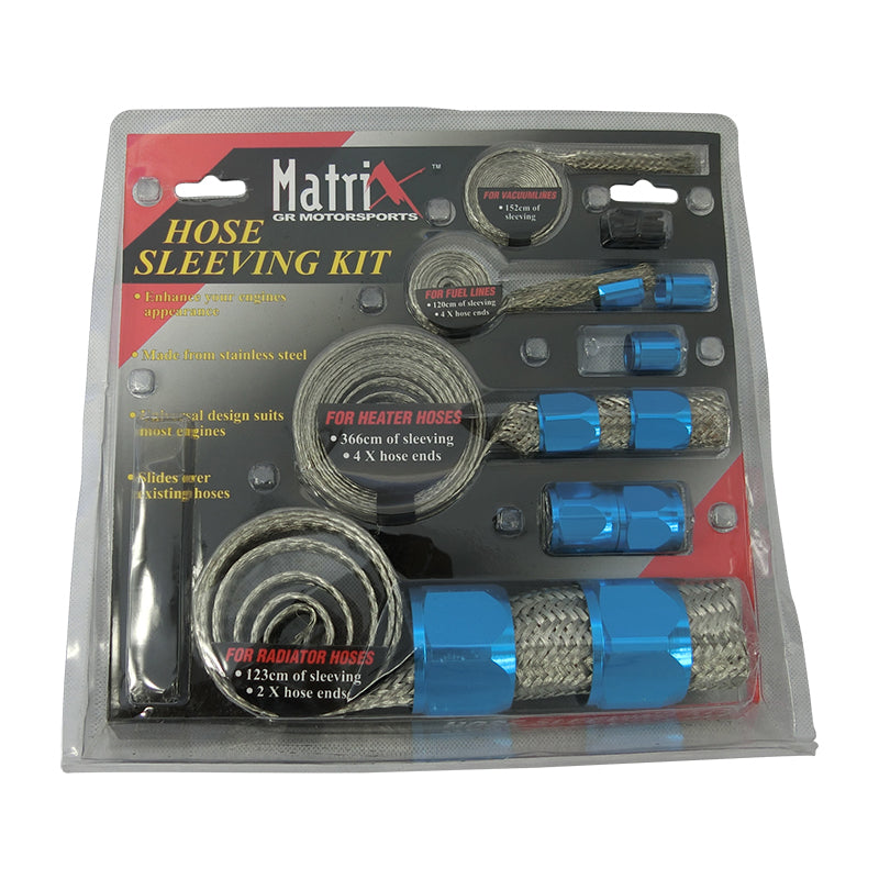 Anodised Braided Hose Kit And Sleeves - Blue MX890B – Motoquipe