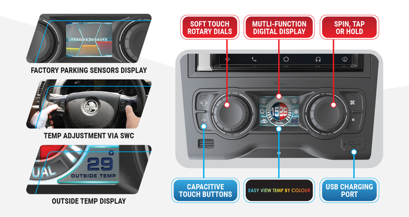 Facia Installation Kit Suits Holden Commodore VE Series 1 Dual Zone Climate Control FP9450GK Gunmetal Grey