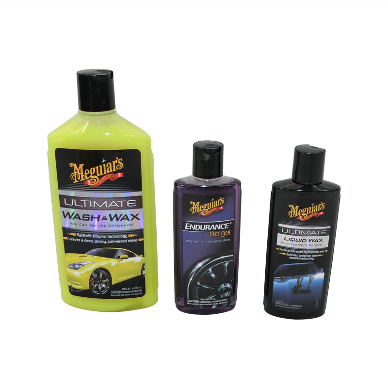 Meguiars New Car Kit Ultimate Wash, Wax, Endurance Tire Gel, Supreme Shine G3200