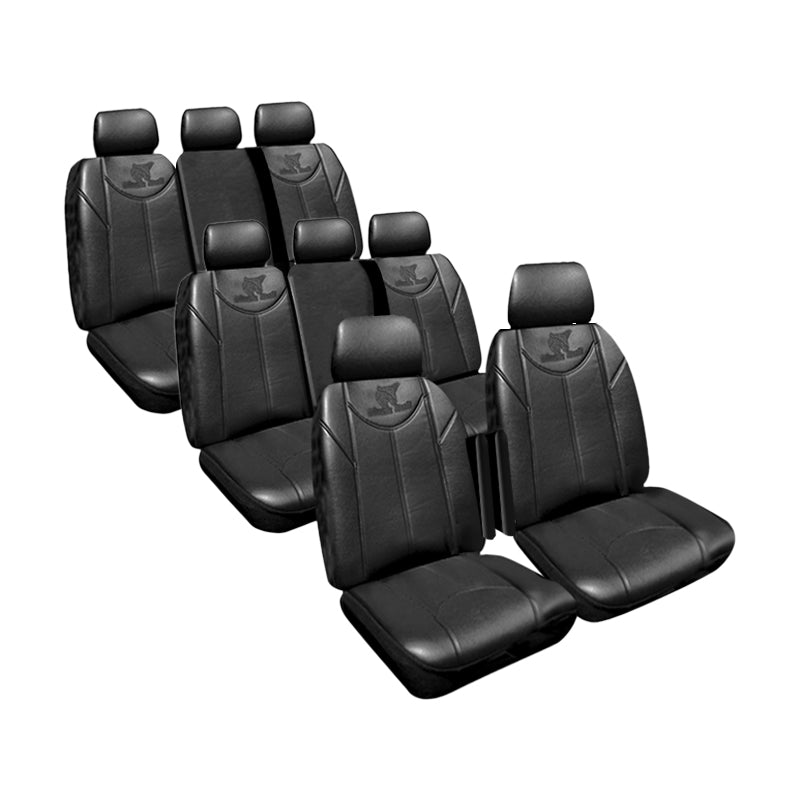 Custom Made Black Leather Look Seat Covers Suits Hyundai Imax TQ Van 06/2008-04/2011 3 Rows Armrest