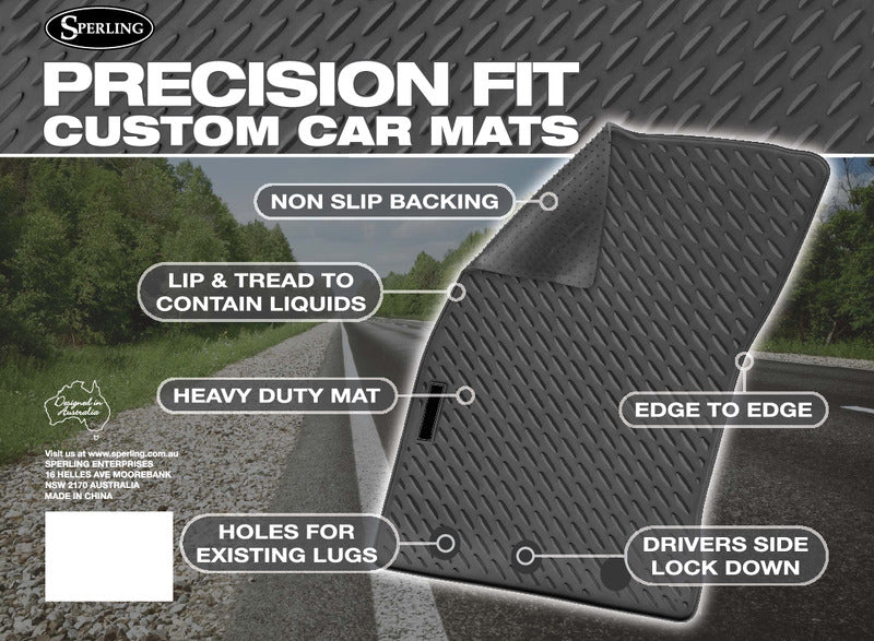 Rubber Custom Floor Mats Suits Mazda BT-50 Dual Cab UN/UP/UR 10/2011-7/2020 Front & Rear Black MRBMZ001BLK2RW