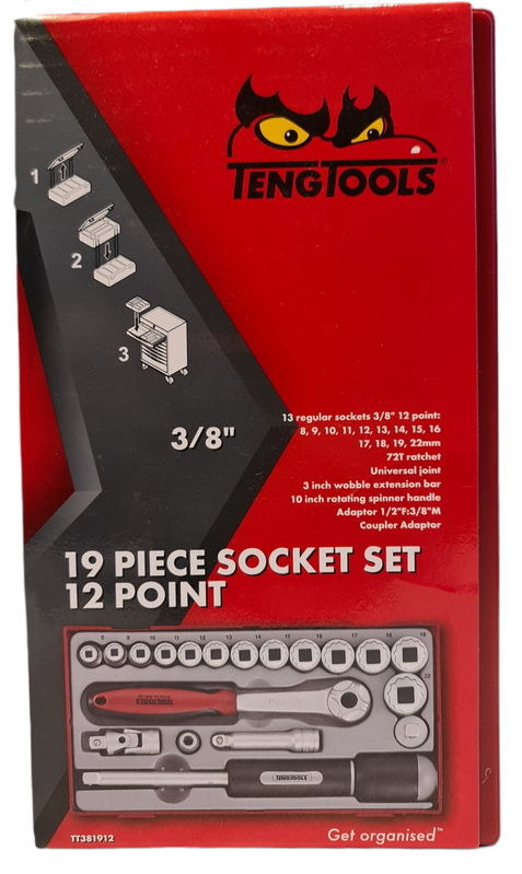 Teng Tools Socket Set 3/8in Drive 19 Piece 12PT TT381912