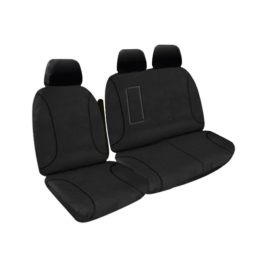 Tradies Full Canvas Seat Covers Suits Ford Transit Custom (VO/VN) Commerical Single Cab Van 3/2013-On Black
