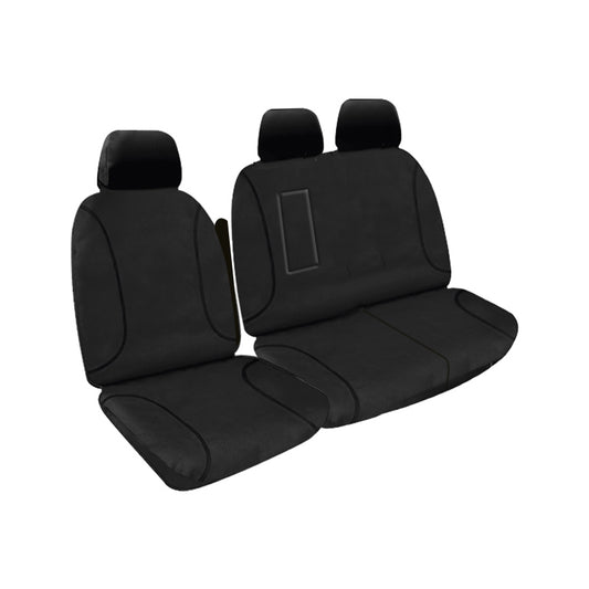 Tradies Full Canvas Seat Covers Suits Ford Transit VO Dual Cab Bucket & 3/4 Bench 9/2014-9/2023 Black