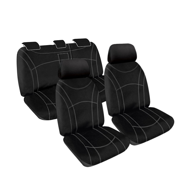 Getaway Neoprene Seat Covers Suits Hyundai Santa Fe Active/Elite/Highlander 6/2018-On Black Stitch