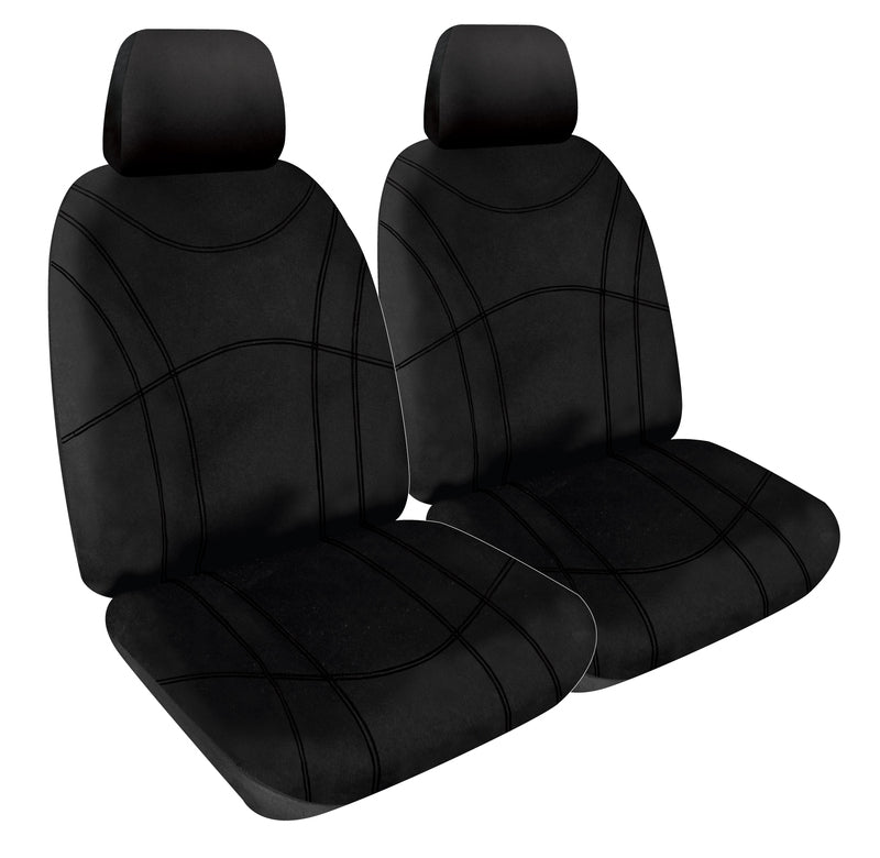 Getaway Neoprene Seat Covers suits Toyota Hiace SLWB/GL Commuter Bus 5 Rows 2/2019-On Black Stitch
