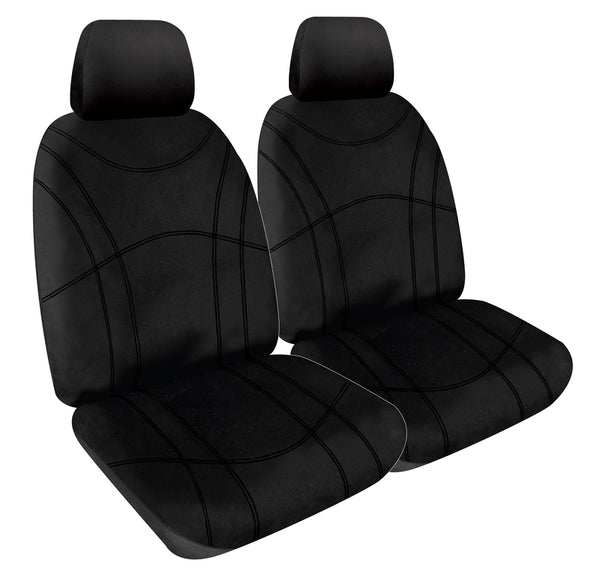 Getaway Neoprene Seat Covers suits Toyota Landcruiser 200 Series GX 5 Seater 11/2011-On Black Stitch
