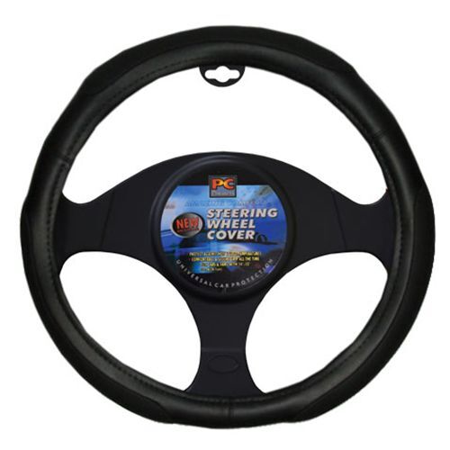 Soft Leather-feel Steering Wheel Cover Soft Grip 3 Pads Black 38cm 15 Inch RG2469BK