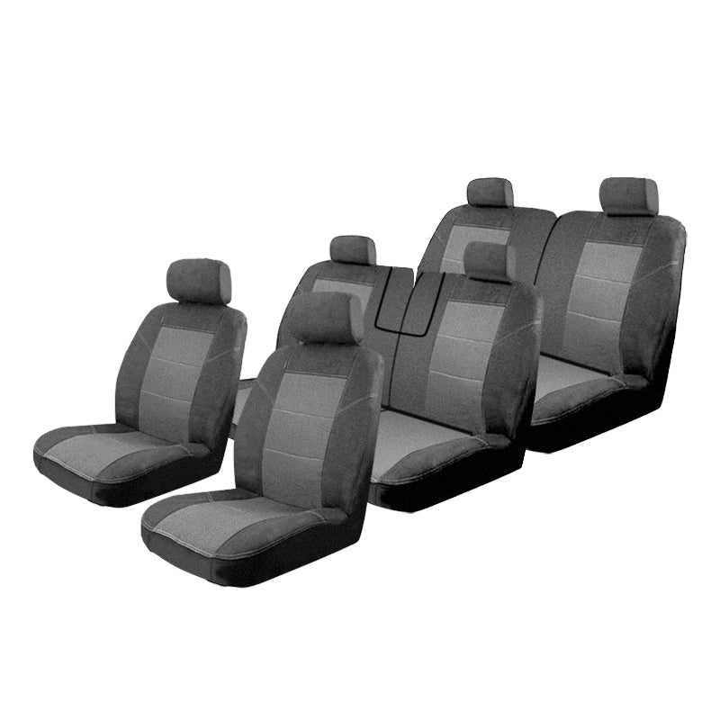 Custom Made Seat Covers Suits Nissan Patrol GU4-GU8 10/2004 -1/2013 3 Rows Premium Jacquard Black 2PMPAT304