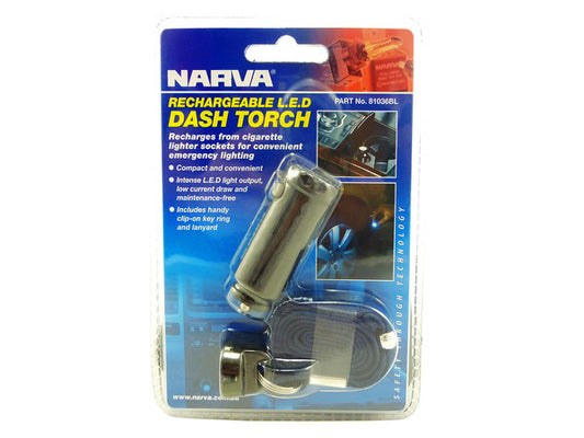 Narva 12V Rechargeable Led Dash Torch With Key Ring and Lanyard 81036BL