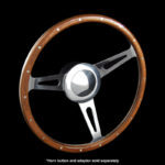 Classic 3 Spoke Dished 15″ Wood Rim Steering Wheel 9 Bolt AAA-8381