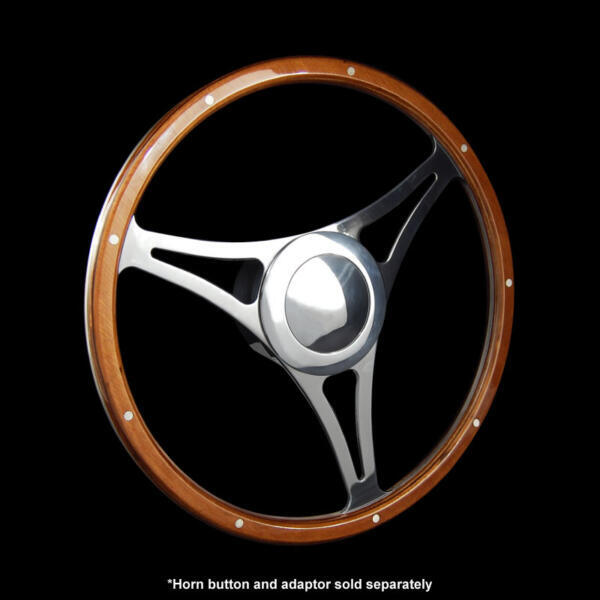 Classic 3 Spoke Flat 15″ Wood Rim Steering Wheel 9 Bolt AAA-8363