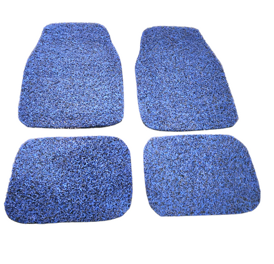 Koil Blue / Black Floor Mats Front & Rear Rubber Composite PVC Coil Universal Fit