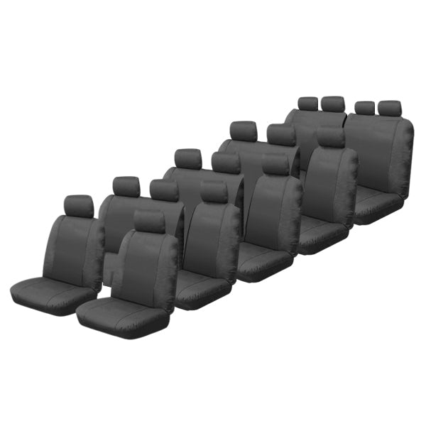 Kakadu Canvas Custom Made Grey Seat Covers suits Toyota Hi-Ace Commuter Bus 2/2019-on 5 Rows